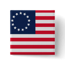 Betsy Ross 13 Stars American Flag Pinback Button