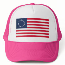 Betsy Ross 13 Stars American Flag Trucker Hats