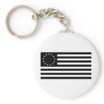 Betsy Ross Flag, Black Line Art Keychains