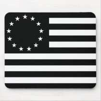 Betsy Ross Flag, Black Line Art Mousepad