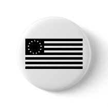 Betsy Ross Flag, Black Line Art Pinback Button