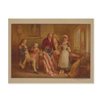 Betsy Ross making the first American Flag Postcards