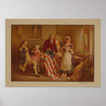 Betsy Ross making the first American Flag Poster