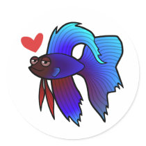 Betta Fish / Siamese Fighting Fish Love Round Stickers