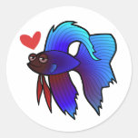 Betta Fish / Siamese Fighting Fish Love Round Stickers