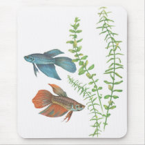Betta splendens and Rotala indica White Mouse Pads