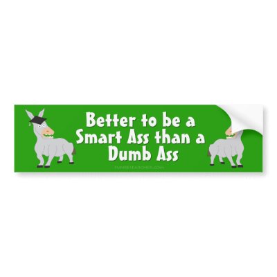 Better to be a Smart Ass than a Dumb Ass Bumper Sticker by Funresearcher