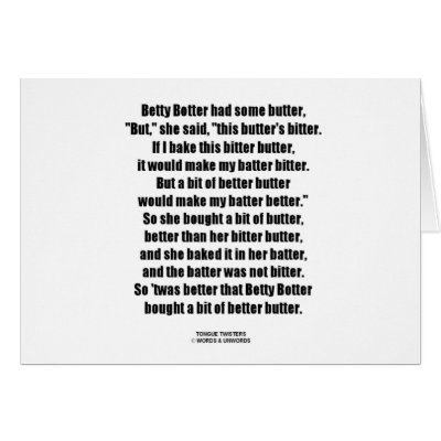 Betty Botter Bitter Butter Better (Tongue Twister) Greeting Cards by wordsunwords