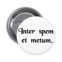 Between hope and fear. pinback button