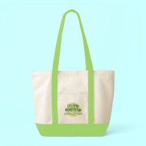 Between the pages green tote bags