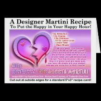 Between the Sheets Valentine Martini Recipe Card cards