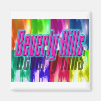 "Beverly Hills" Colorful Palms Magnet