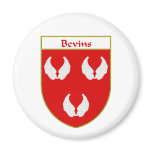 Bevins Coat of Arms/Family Crest Fridge Magnet
