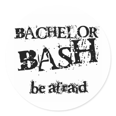 Beware Bachelor Bash Round Stickers by weddingsareus