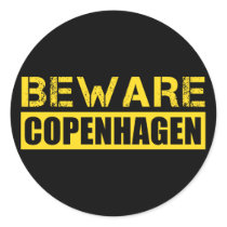 Beware Copenhagen Round Sticker
