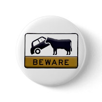 Beware - Cow Car buttons by GreasyGrandma Beware - Cow Car buttons