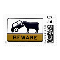 Beware - Cow Car Postage Stamps