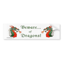Beware Dragons bumper sticker bumper stickers by Linda_MN Beware Dragons bumper sticker bumper stickers