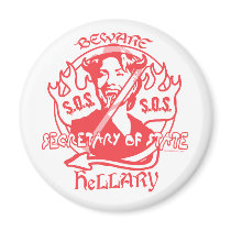 Beware Hillary SOS Gear Fridge Magnet