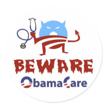 Beware ObamaCare Round Stickers