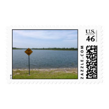 Beware of Alligator Sign by pond Stamps