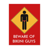 Beware of Bikini Guys postcards