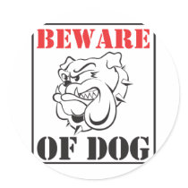 Beware Of Dog Round Stickers
