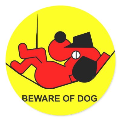 Beware of Dog Round Stickers by lonvig