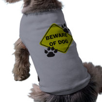 Beware of Dog with paws - Dog t-shirt pet clothing by DoggieAvenue Beware of Dog with paws - Dog t-shirt pet clothing