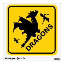 Beware of Dragons Warning Sign Wall Skins