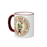 ringer_mug - This Christmas graphic features Santa Claus holding a Christmas tree, with the funny caption, Beware Of Fat Men Bearing Gifts.: Sizes  Available colors: maroon