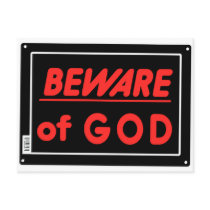Beware of God Parody Yard Sign Post Cards