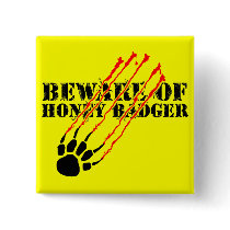 Beware of honey badger pinback button