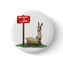 Beware of LLama! Pinback Button