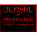Beware of Roaring Lion Christian Sign photo sculptures by spiritcloset Beware of Roaring Lion Christian Sign photo sculptures
