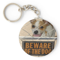 " Beware of the Dog " Keychain