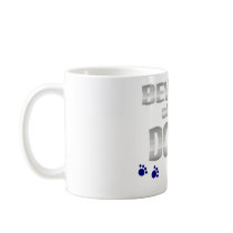 Beware of the dogs! with blue paw prints coffee mug