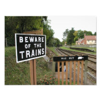 Beware of the trains, Crowcombe Heathfield station Photo Print