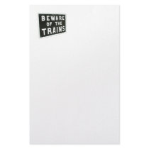Beware of the trains customized stationery