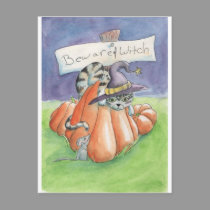 Beware Of Witch Cat postcards