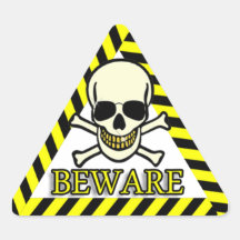 Beware Smiling Skull With Sunglasses Stickers
