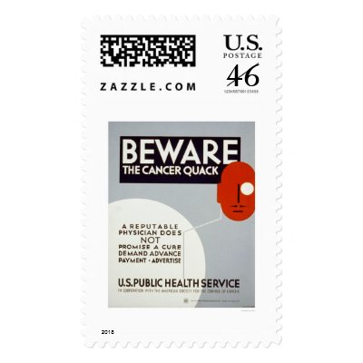 Beware The Cancer Quack 1938 WPA Stamp by lc_wpa