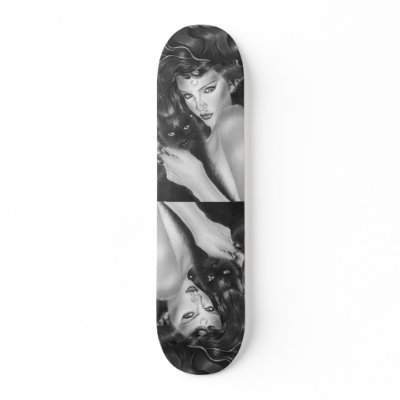 Bewitched Black Cat Skateboard by katerinaart