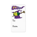 bewitched silly cartoon witch custom address label