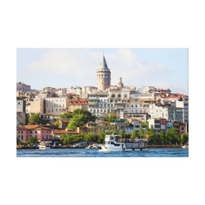 Beyoglu District and Galata Tower in Istanbul Stretched Canvas Prints by rognar