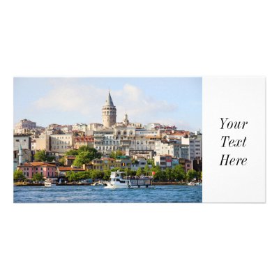 Beyoglu District and Galata Tower in Istanbul Photo Card Template by rognar