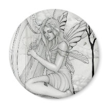 Beyond Time - fairy with harp Magnet