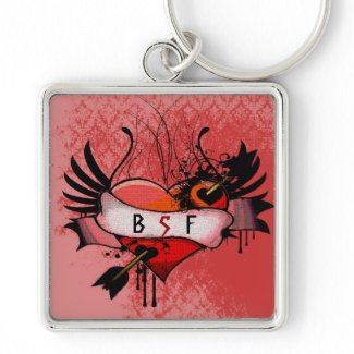 BFF Best Friends Forever Grunge Heart Keychain keychain