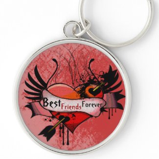 BFF Best Friends Forever Grunge Heart Keychain keychain