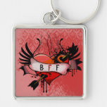 BFF Best Friends Forever Grunge Heart Keychain